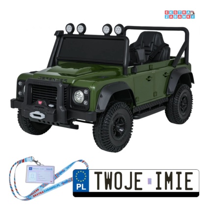 Land Rover Defender 110 SVX Concept na akumulator - zielony, 2x100W 24V/7Ah, EVA, bluetooth, ekoskóra [QLS-8605]