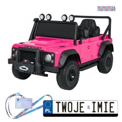 Land Rover Defender 110 SVX Concept na akumulator - różowy, 2x100W 24V/7Ah, EVA, bluetooth, ekoskóra [QLS-8605]