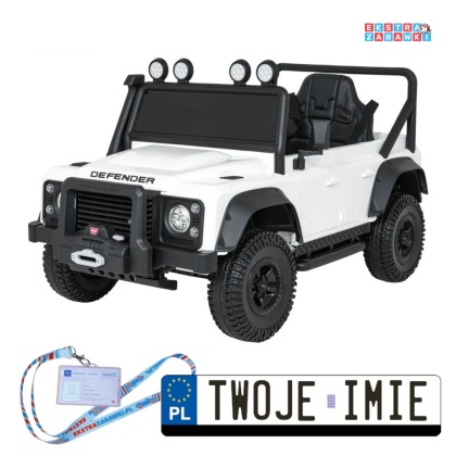 Land Rover Defender 110 SVX Concept na akumulator - biały, 2x100W 24V/7Ah, EVA, bluetooth, ekoskóra [QLS-8605]