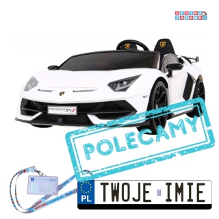 Lamborghini SVJ DRIFT na akumulator - biały, 2x200W 24V/7Ah, funkcja drift, LED, koła EVA, pilot, do 15 km/h [SX2028]