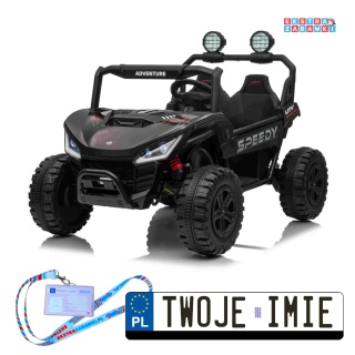 Czarny Buggy SPEEDY buggy na akumulator 4x4 - czarny, 4x200W, ekoskóra, LED, EVA [SX3558]