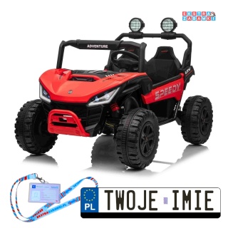 Czerwone SPEEDY buggy na akumulator 4x200W - czerwony, 24V/10Ah, ekoskóra, LED, EVA [SX3558]