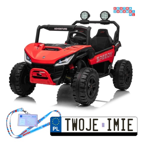 [SX3558] Buggy SPEEDY na akumulator 4x200W 24V/10Ah ekoskóra LED EVA - czerwony