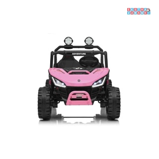 Różowe SPEEDY buggy na akumulator 4x4 - różowy, 4x200W, ekoskóra, LED, EVA [SX3558]