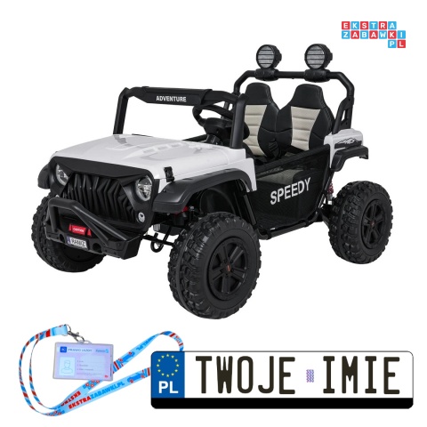 [SX3568] Pojazd terenowy PASSION na akumulator 4x200W 24V/10Ah pilot EVA LED ekoskóra - biały