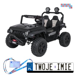 [SX3568] Pojazd terenowy PASSION na akumulator 4x200W 24V/10Ah pilot EVA LED ekoskóra - czarny