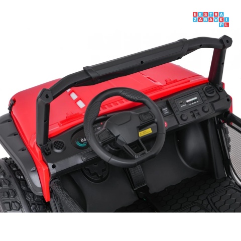 [SX3568] Pojazd terenowy PASSION na akumulator 4x200W 24V/10Ah pilot EVA LED ekoskóra - czerwony