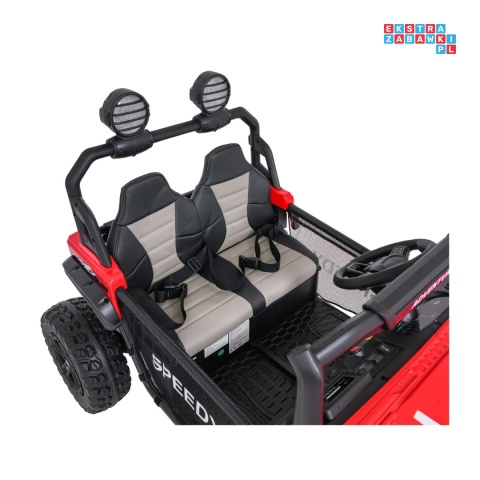 [SX3568] Pojazd terenowy PASSION na akumulator 4x200W 24V/10Ah pilot EVA LED ekoskóra - czerwony