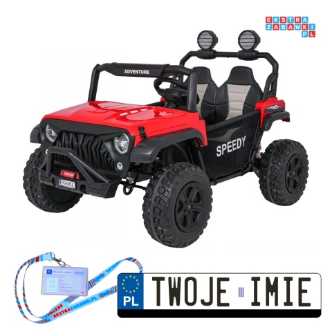 [SX3568] Pojazd terenowy PASSION na akumulator 4x200W 24V/10Ah pilot EVA LED ekoskóra - czerwony