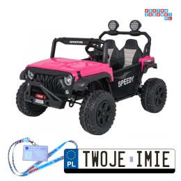 [SX3568] Pojazd terenowy PASSION na akumulator 4x200W 24V/10Ah pilot EVA LED ekoskóra - różowy