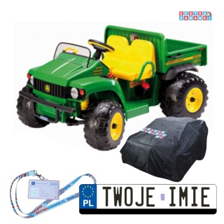Zielony Samochód John Deere Peg Perego Gator HPX na akumulator - zielony, 2x175W, pokrowiec [S]