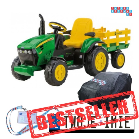 Traktor John Deere Peg Perego Ground Force na akumulator z radiem + pokrowiec rozmiar L