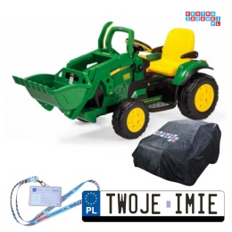 Traktorek John Deere Peg Perego na akumulator 12V/9Ah z radiem + pokrowiec rozmiar L