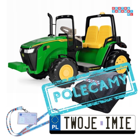 Traktor na akumulator John Deere Peg Perego dual + pokrowiec w rozmiarze XL