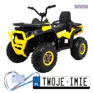 Quad ATV Desert na akumulator - żółty, 4x45W 12V/14Ah, pilot, LED, EVA, ekoskóra [XMX-607]
