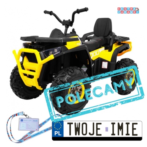Quad ATV Desert na akumulator - żółty, 4x45W 12V/14Ah, pilot, LED, EVA, ekoskóra [XMX-607]