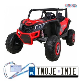 Czerwone UTV-MX buggy na akumulator 4x4 - czerwony, 4x60W, 24V/7Ah, pilot, LED, EVA [XMX-613]
