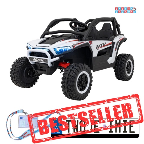 Biały KCK buggy na akumulator- 4x50W 24V/9Ah, ekoskóra, EVA, MP3, Bluetooth [XMX-639]