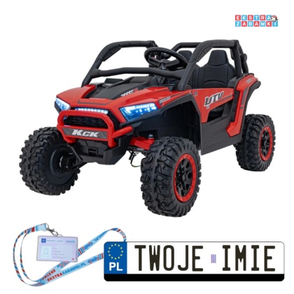 Czerwony KCK buggy na akumulator- 4x50W 24V/9Ah, ekoskóra, EVA, MP3, Bluetooth [XMX-639]