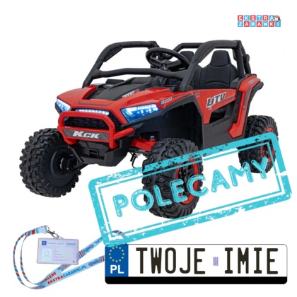 Czerwony KCK buggy na akumulator- 4x50W 24V/9Ah, ekoskóra, EVA, MP3, Bluetooth [XMX-639]