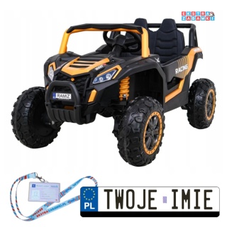 Czarny UTV 2000M buggy na akumulator 4x4 - czarny, 4x45W, koła EVA, pokrowiec, pilot, LED [A036]