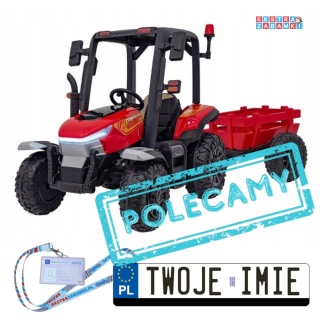 Traktor BLAST z przyczepką na akumulator - czerwony, 2x200W, EVA, pilot [BLT-206]