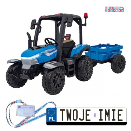 Traktor BLAST z przyczepką na akumulator - niebieski, 2x200W, EVA, pilot [BLT-206]