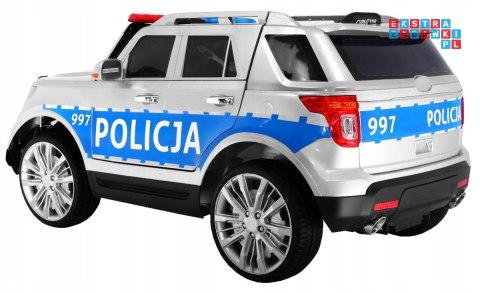 [outlet] [CH9935] Suv Policja auto na akumulator 2x45W 12V/7Ah koła EVA, syreny, światła, megafon, pilot