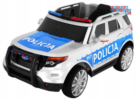 [outlet] [CH9935] Suv Policja auto na akumulator 2x45W 12V/7Ah koła EVA, syreny, światła, megafon, pilot