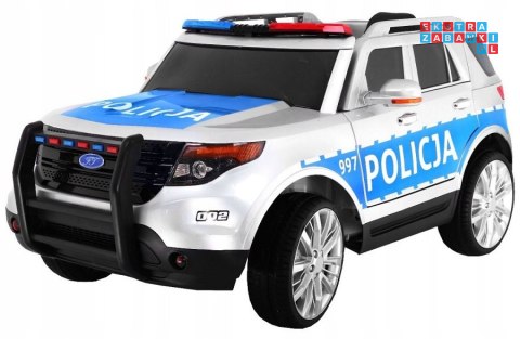 [outlet] [CH9935] Suv Policja auto na akumulator 2x45W 12V/7Ah koła EVA, syreny, światła, megafon, pilot
