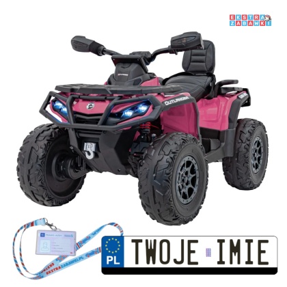 Różowy Quad CAN-AM Outlander - 4x200W 24V/10Ah, EVA, LED, ekoskóra, pokrowiec [DK-CA005]