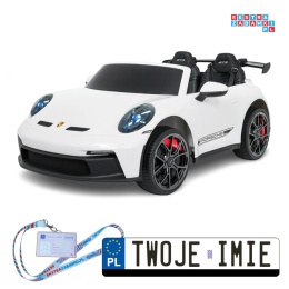 [DK-P911] Auto Porsche 911 GT3 na akumulator 4x200W 24V/10Ah EVA Bluetooth ekoskóra - biały