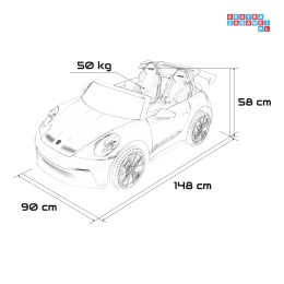 [DK-P911.MP4] Auto Porsche 911 GT3 na akumulator 4x200W 24V/10Ah Odtwarzacz MP4 Bluetooth ekoskóra - czarny