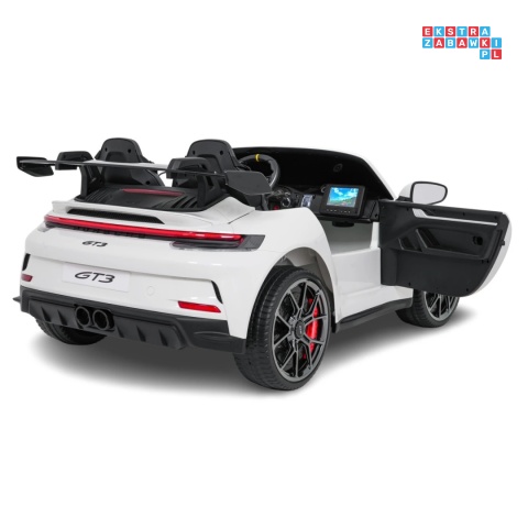 [DK-P911.MP4] Auto Porsche 911 GT3 na akumulator 4x200W 24V/10Ah Odtwarzacz MP4 Bluetooth ekoskóra - biały