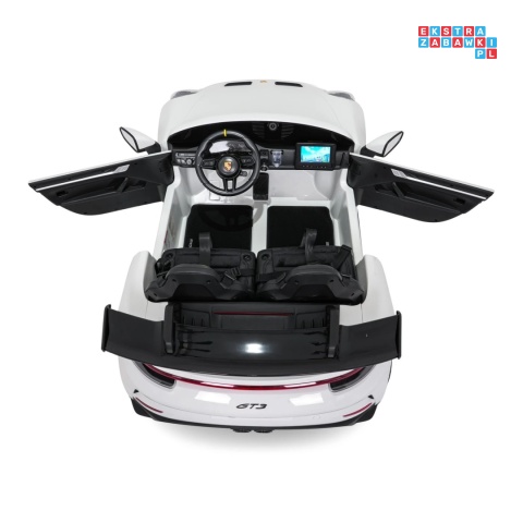 [DK-P911.MP4] Auto Porsche 911 GT3 na akumulator 4x200W 24V/10Ah Odtwarzacz MP4 Bluetooth ekoskóra - biały