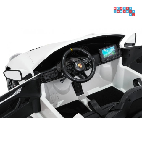 [DK-P911.MP4] Auto Porsche 911 GT3 na akumulator 4x200W 24V/10Ah Odtwarzacz MP4 Bluetooth ekoskóra - biały