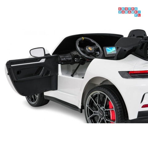 [DK-P911.MP4] Auto Porsche 911 GT3 na akumulator 4x200W 24V/10Ah Odtwarzacz MP4 Bluetooth ekoskóra - biały