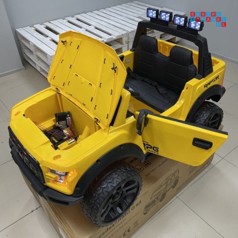 [F150] Dwuosobowy Jeep 4x4 LONG 2.0 na akumulator 4x35W 12V/12Ah pokrowiec, halogeny led, koła EVA - żółty