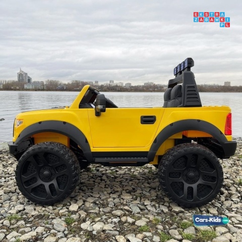 [F150] Dwuosobowy Jeep 4x4 LONG 2.0 na akumulator 4x35W 12V/12Ah pokrowiec, halogeny led, koła EVA - żółty