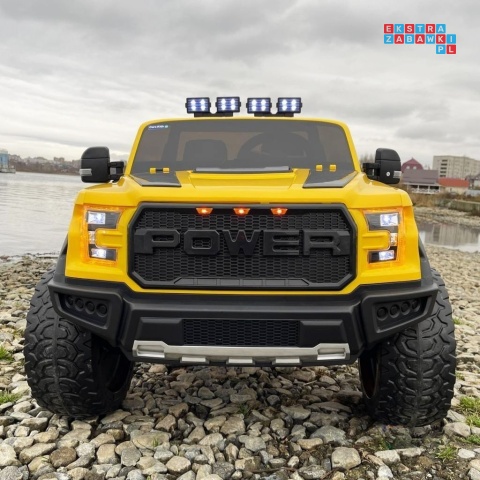 [F150] Dwuosobowy Jeep 4x4 LONG 2.0 na akumulator 4x35W 12V/12Ah pokrowiec, halogeny led, koła EVA - żółty