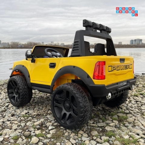 [F150] Dwuosobowy Jeep 4x4 LONG 2.0 na akumulator 4x35W 12V/12Ah pokrowiec, halogeny led, koła EVA - żółty