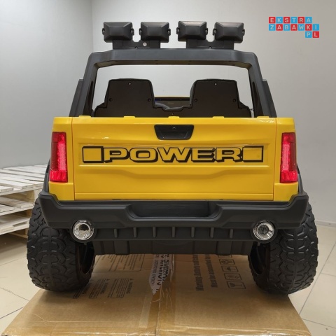 [F150] Dwuosobowy Jeep 4x4 LONG 2.0 na akumulator 4x35W 12V/12Ah pokrowiec, halogeny led, koła EVA - żółty