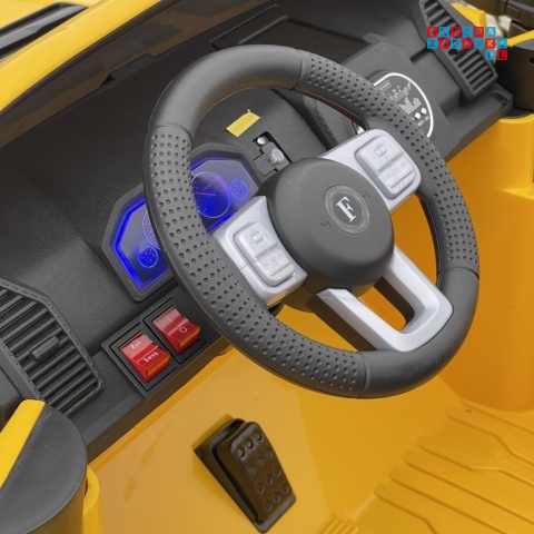 [F150] Dwuosobowy Jeep 4x4 LONG 2.0 na akumulator 4x35W 12V/12Ah pokrowiec, halogeny led, koła EVA - żółty