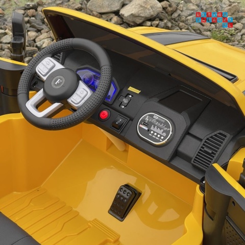 [F150] Dwuosobowy Jeep 4x4 LONG 2.0 na akumulator 4x35W 12V/12Ah pokrowiec, halogeny led, koła EVA - żółty