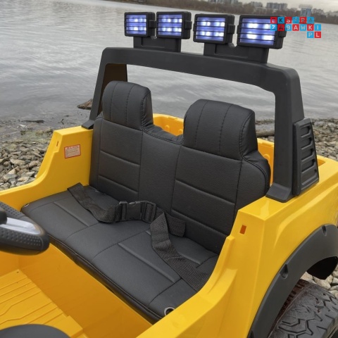 [F150] Dwuosobowy Jeep 4x4 LONG 2.0 na akumulator 4x35W 12V/12Ah pokrowiec, halogeny led, koła EVA - żółty
