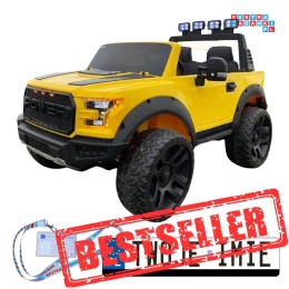 [F150] Dwuosobowy Jeep 4x4 LONG 2.0 na akumulator 4x35W 12V/12Ah pokrowiec, halogeny led, koła EVA - żółty