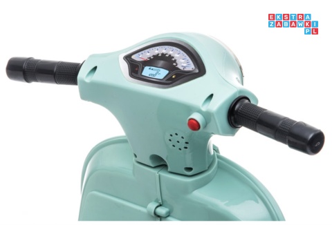 [H1] Motorek, skuter VESPA na akumulator 30W 6V/4.5Ah - skórzane siedzenia, licencja - miętowy