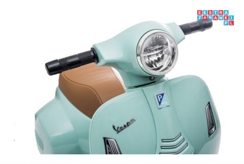 [H1] Motorek, skuter VESPA na akumulator 30W 6V/4.5Ah - skórzane siedzenia, licencja - miętowy