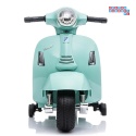 [H1] Motorek, skuter VESPA na akumulator 30W 6V/4.5Ah - skórzane siedzenia, licencja - miętowy