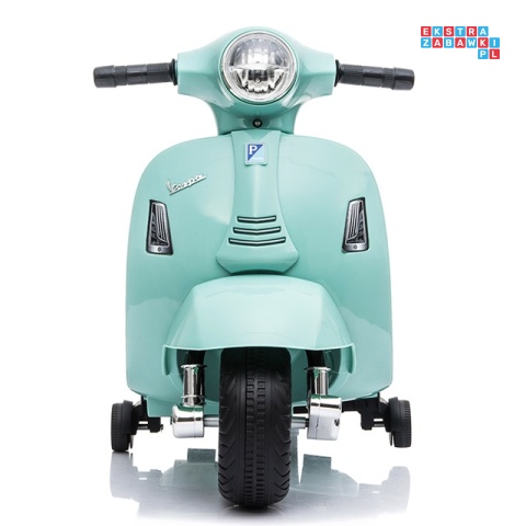 [H1] Motorek, skuter VESPA na akumulator 30W 6V/4.5Ah - skórzane siedzenia, licencja - miętowy